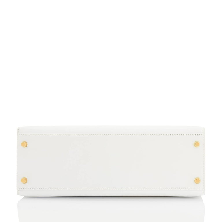Hermes White Epsom Sellier Gold Hardware Kelly 32cm Shoulder Bag 1