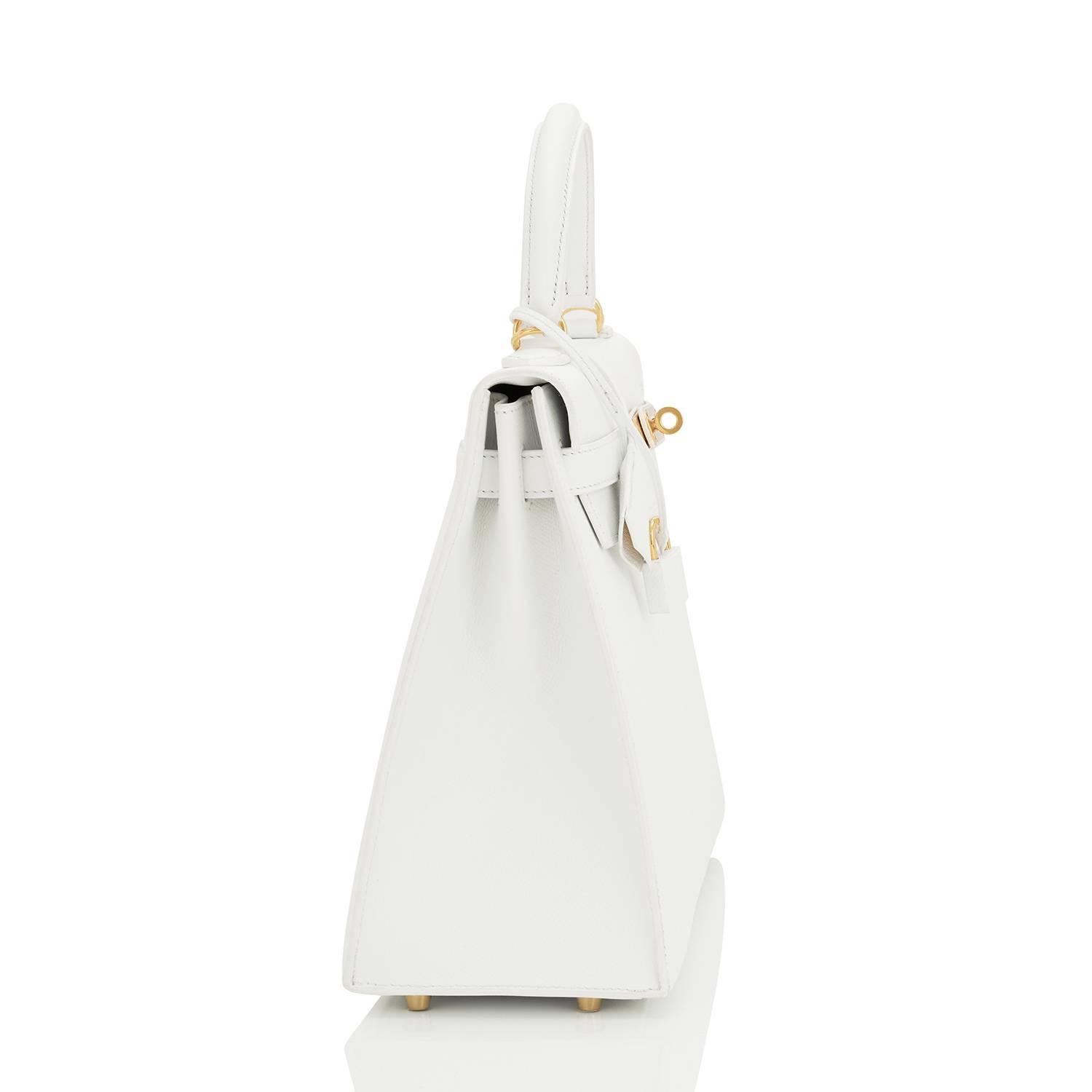 Hermes White Epsom Sellier Gold Hardware Kelly 32cm Shoulder Bag Damen