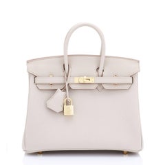 Hermes Beton 25cm Togo Gold Hardware Off White Baby Birkin Bag