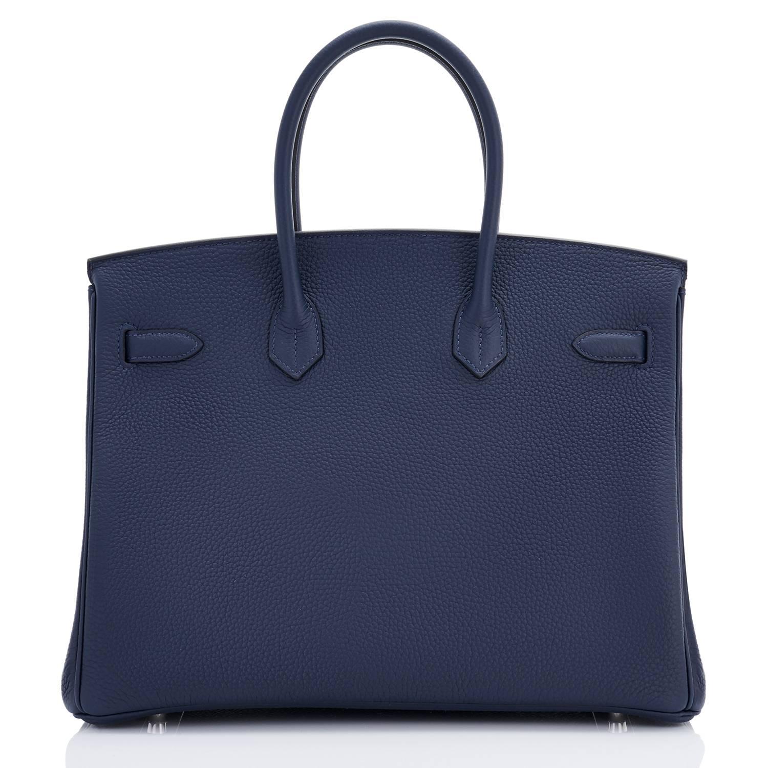 Black Hermes Blue Nuit Verso Rose Pourpre 35cm VIP Limited Edition A Stamp Birkin Bag