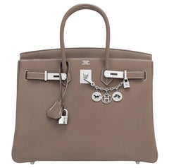 Hermes Birkin 35cm Etoupe Togo Palladium Hardware Tote Bag