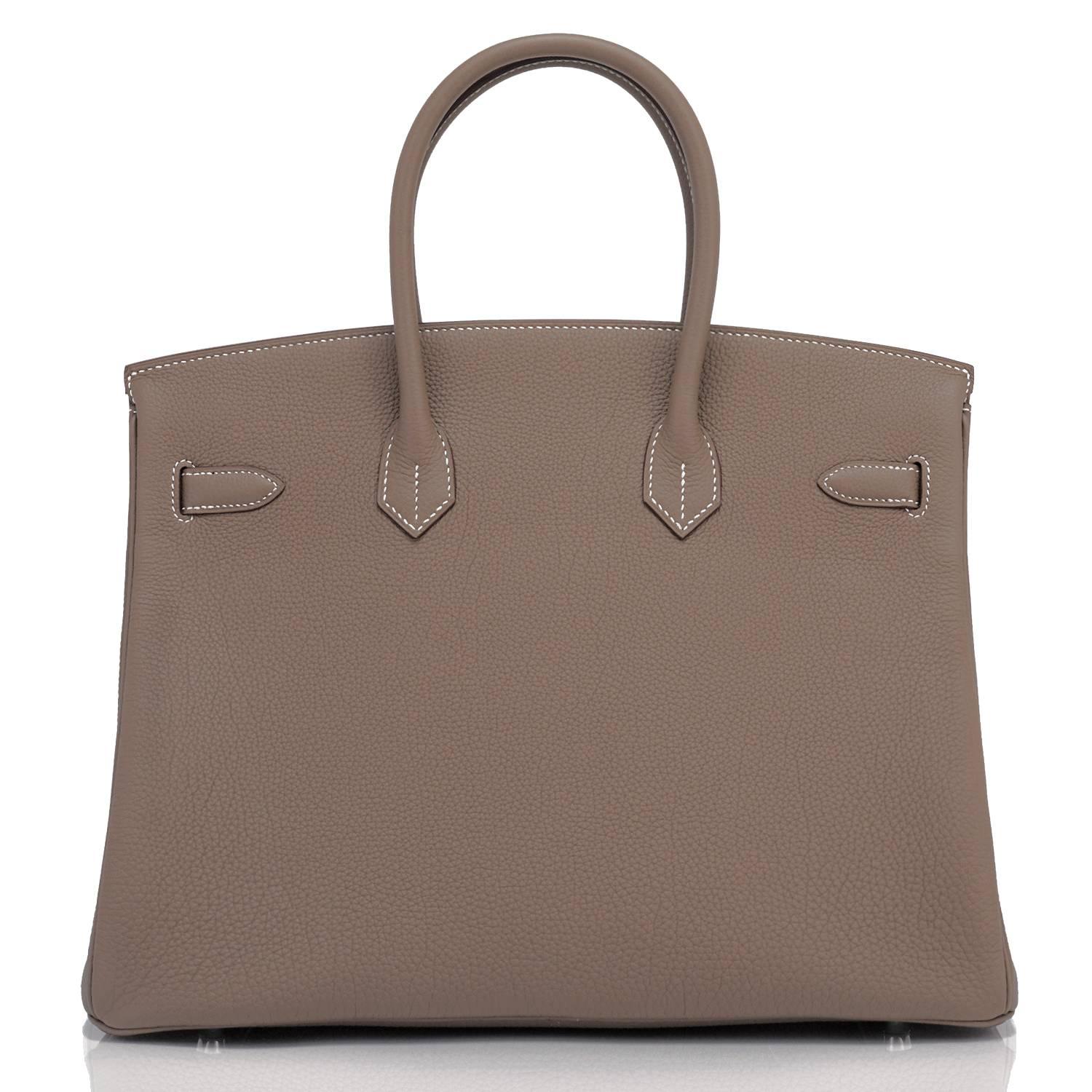Hermes Birkin 35cm Etoupe Togo Palladium Hardware Tote Bag  In New Condition In New York, NY
