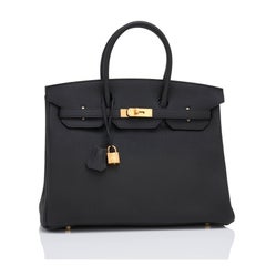 Hermes 35cm Black Togo Gold Hardware C Stamp Birkin Bag, 2018