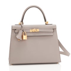 Hermes Gris Asphalte Epsom Sellier Gold Hardware C Stamp Kelly 25cm Bag