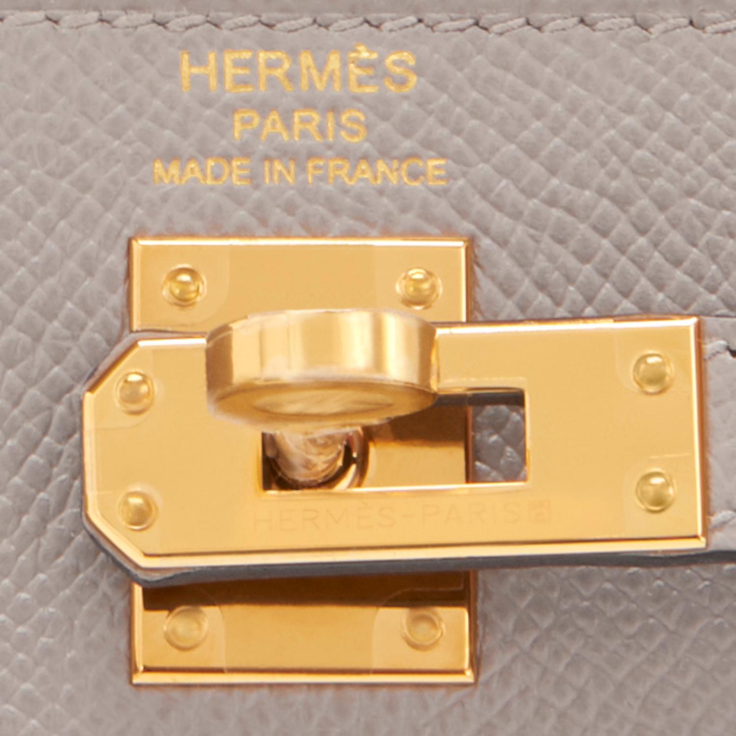 Hermes Gris Asphalte Epsom Sellier Gold Hardware C Stamp Kelly 25cm Bag  1