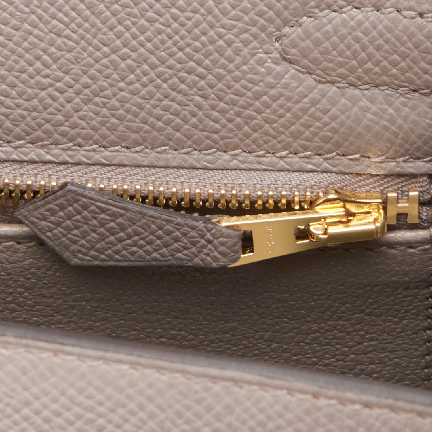 Women's Hermes Gris Asphalte Epsom Sellier Gold Hardware C Stamp Kelly 25cm Bag