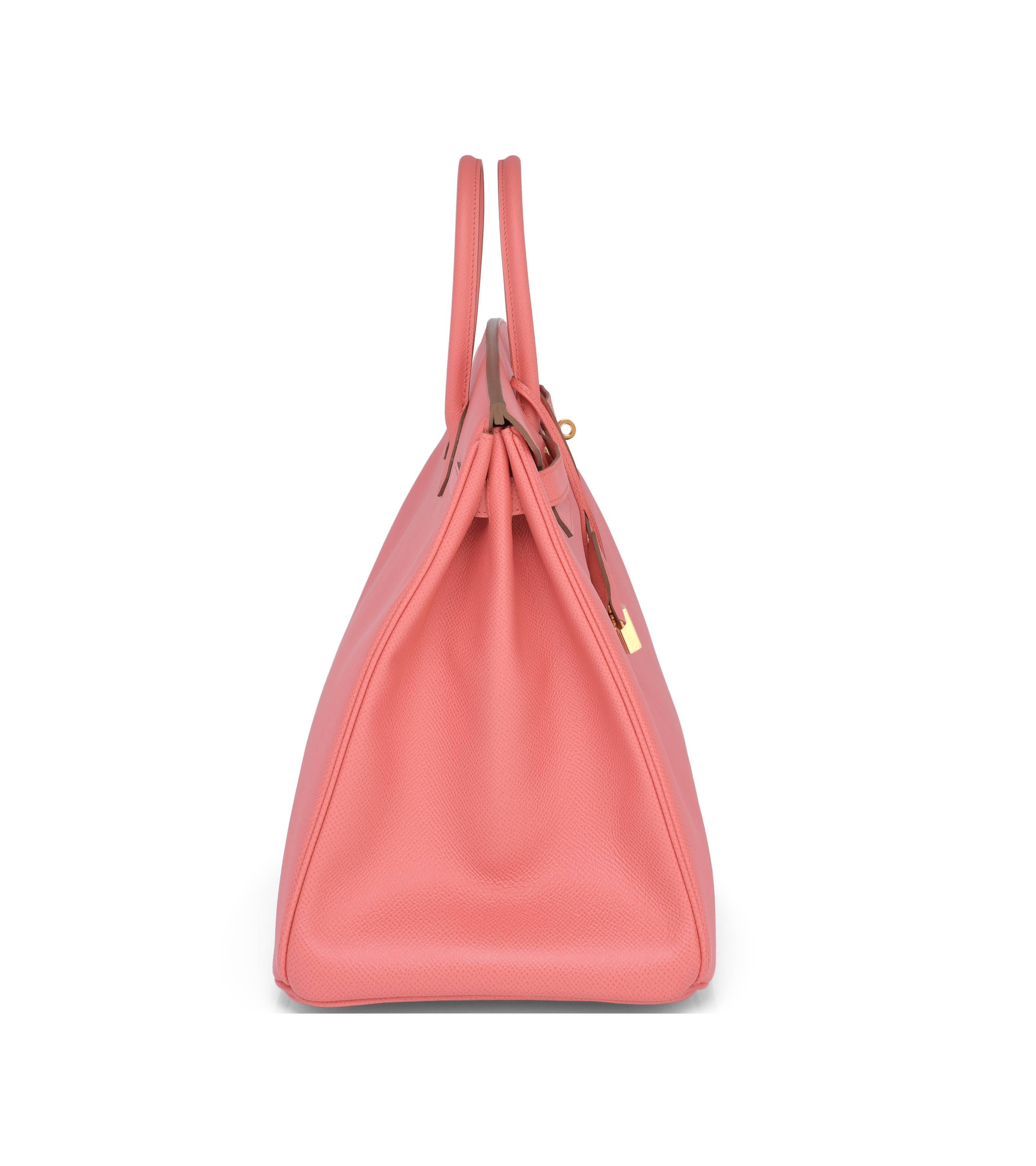 Hermes Flamingo Peach Pink Epsom Gold Hardware Birkin 35cm Bag In New Condition In New York, NY