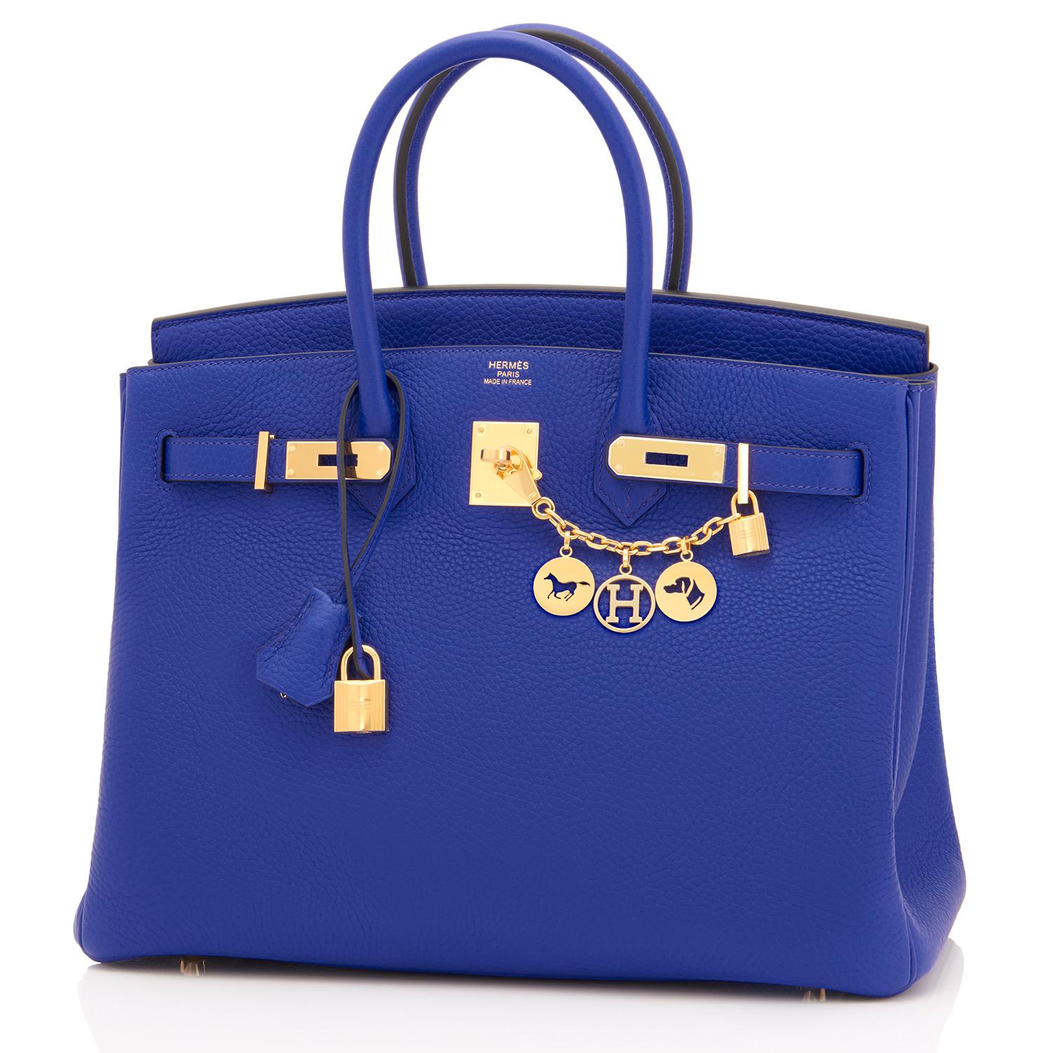 Hermes Birkin 35cm Blau Elektrisch Gold Hardware Tasche im Zustand „Neu“ in New York, NY