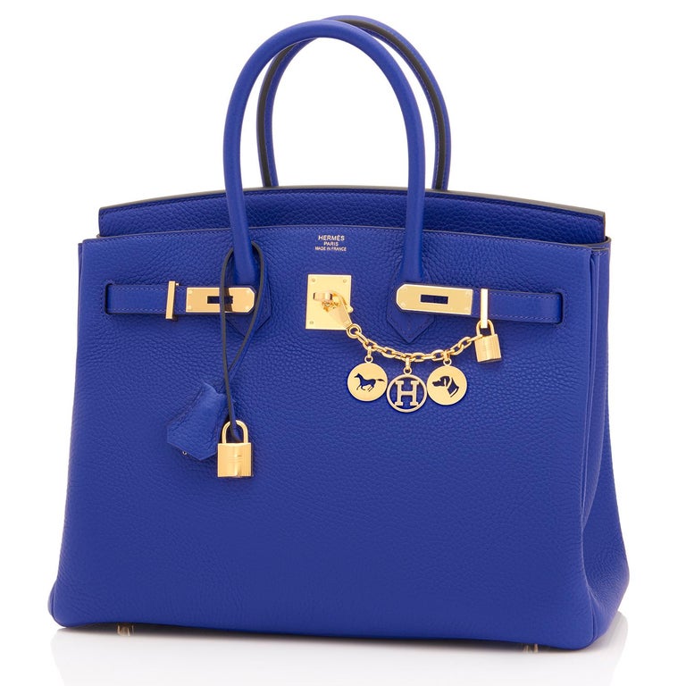 Hermes Birkin 35cm Blue Electric Gold Hardware Bag at 1stDibs hermes