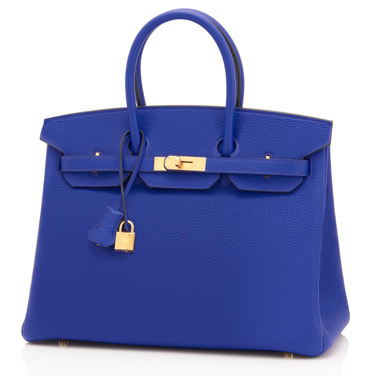 Women's or Men's Hermes Birkin 35cm Blue Electric Gold Hardware Bag