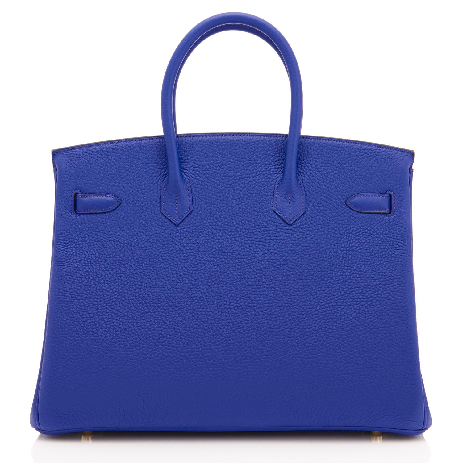 Hermes Birkin 35cm Blau Elektrisch Gold Hardware Tasche für Damen oder Herren