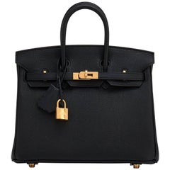 Hermes Birkin 25cm Black Togo Bag Gold Hardware