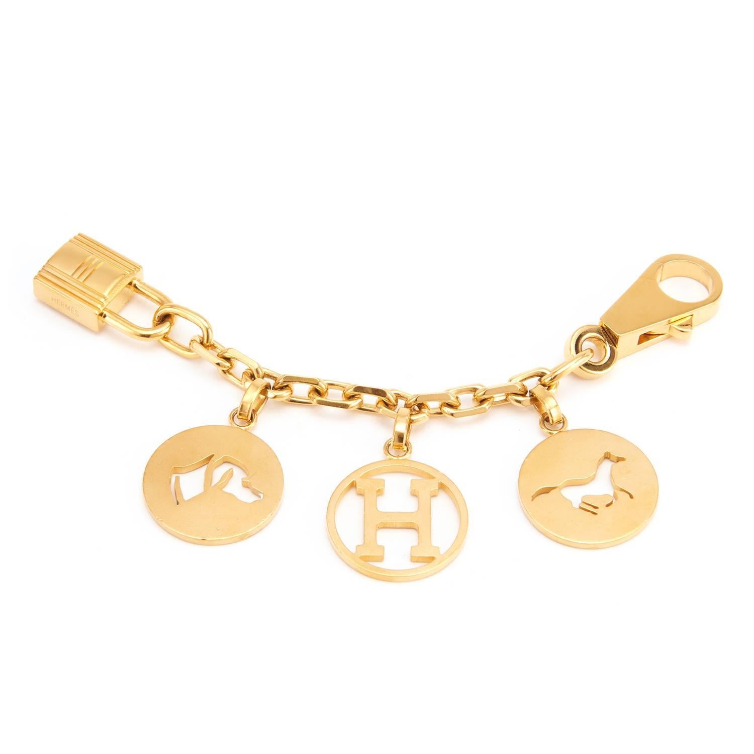 hermes gold bag charm