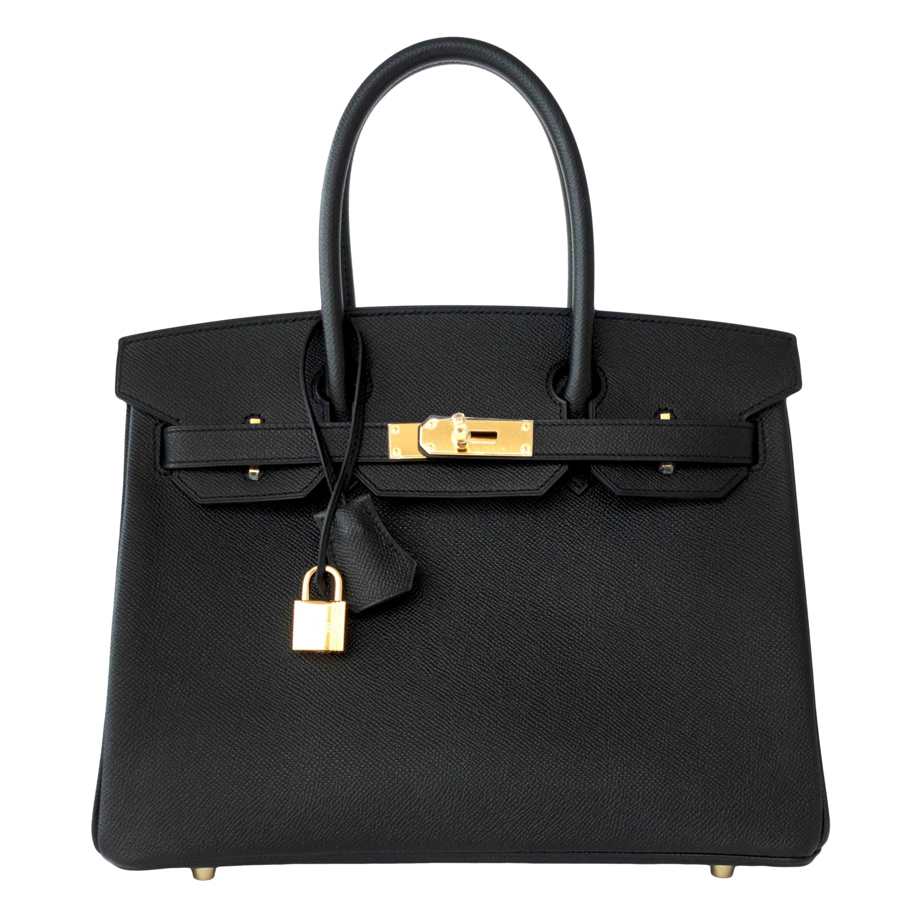 Hermes Birkin 30cm Black Epsom Gold Hardware Bag C Stamp, 2018