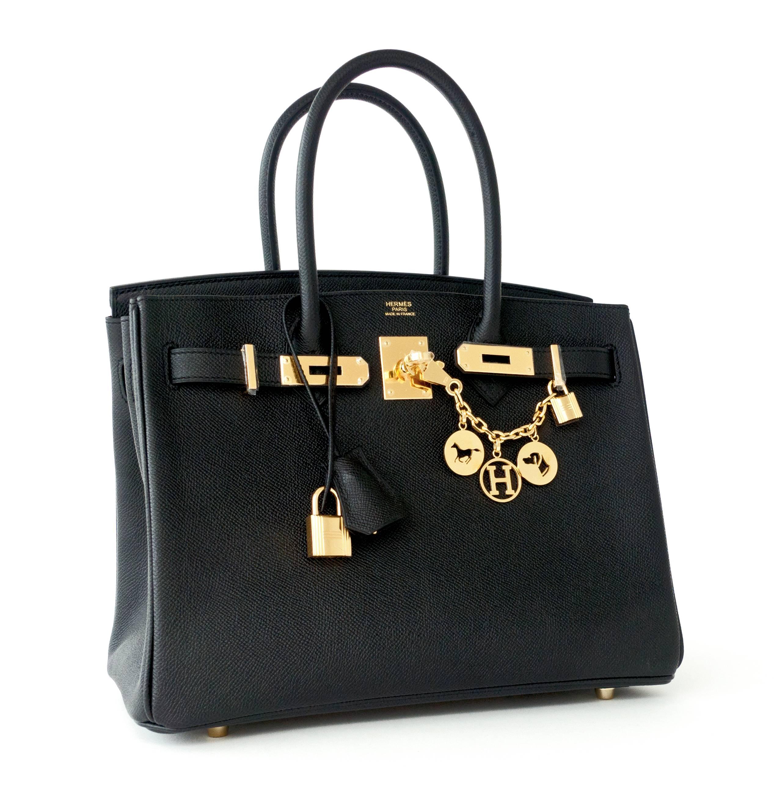 Hermes Black 30cm Birkin Epsom Gold Hardware GHW Satchel Bag Sophisticated
Just purchased from Hermes store; bag bears new interior 2018 stamp.
Store fresh.  Pristine Condition (with plastic on hardware)
Comes with keys, lock, clochette, a sleeper