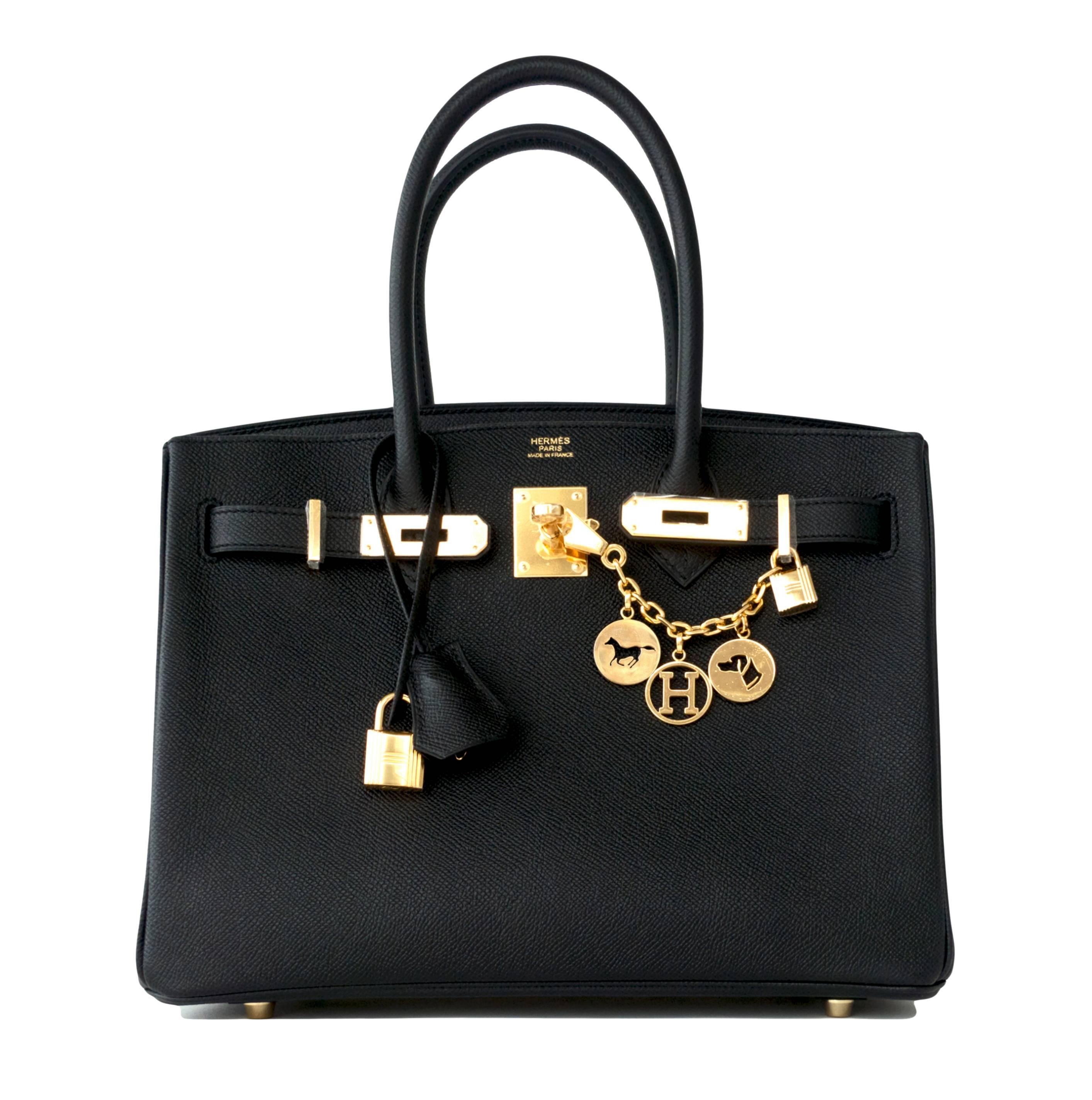 Hermes Birkin 30cm Black Epsom Gold Hardware Bag C Stamp, 2018 2