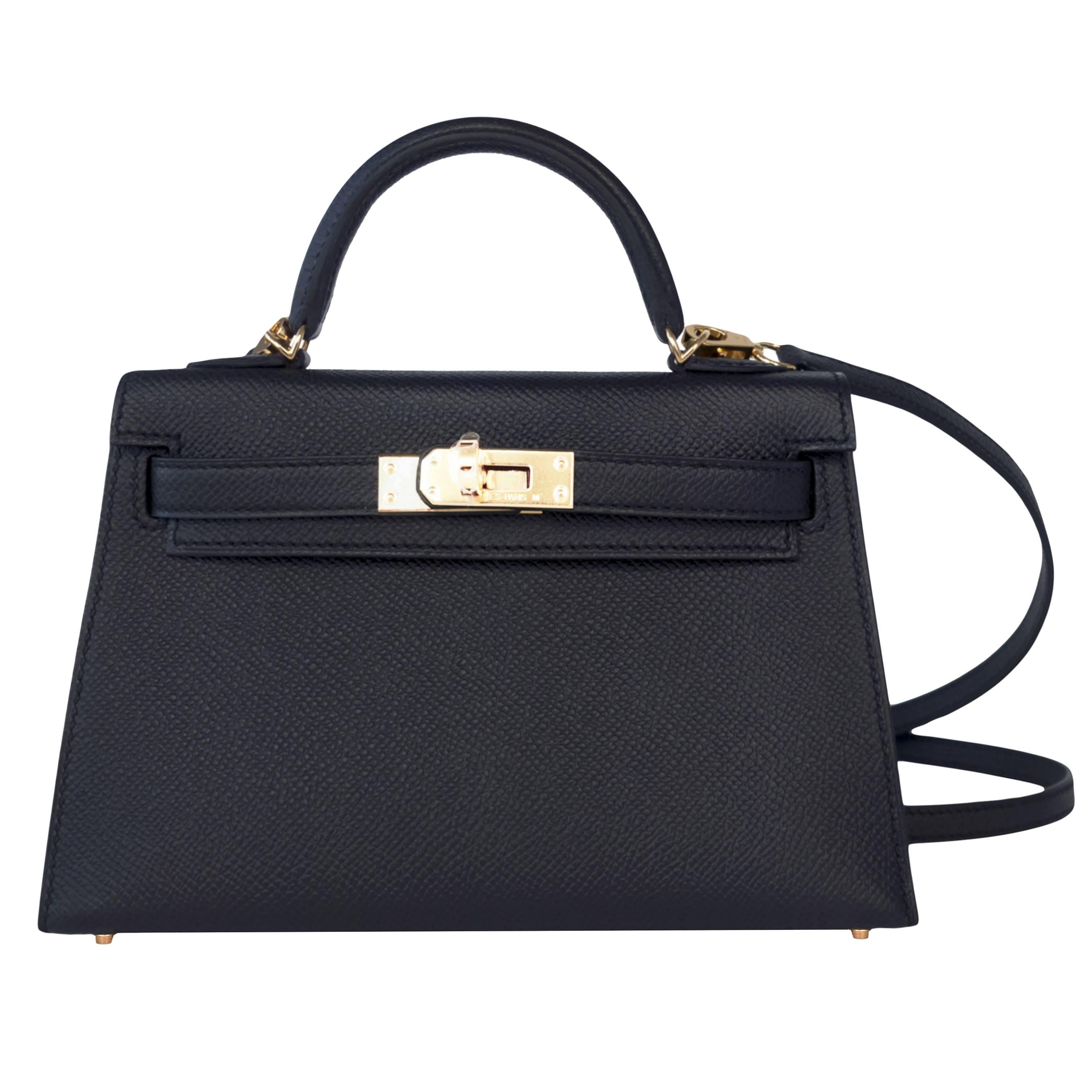 Hermes Kelly 20cm Black Limited Edition VIP Epsom Gold Shoulder 4-Way Bag