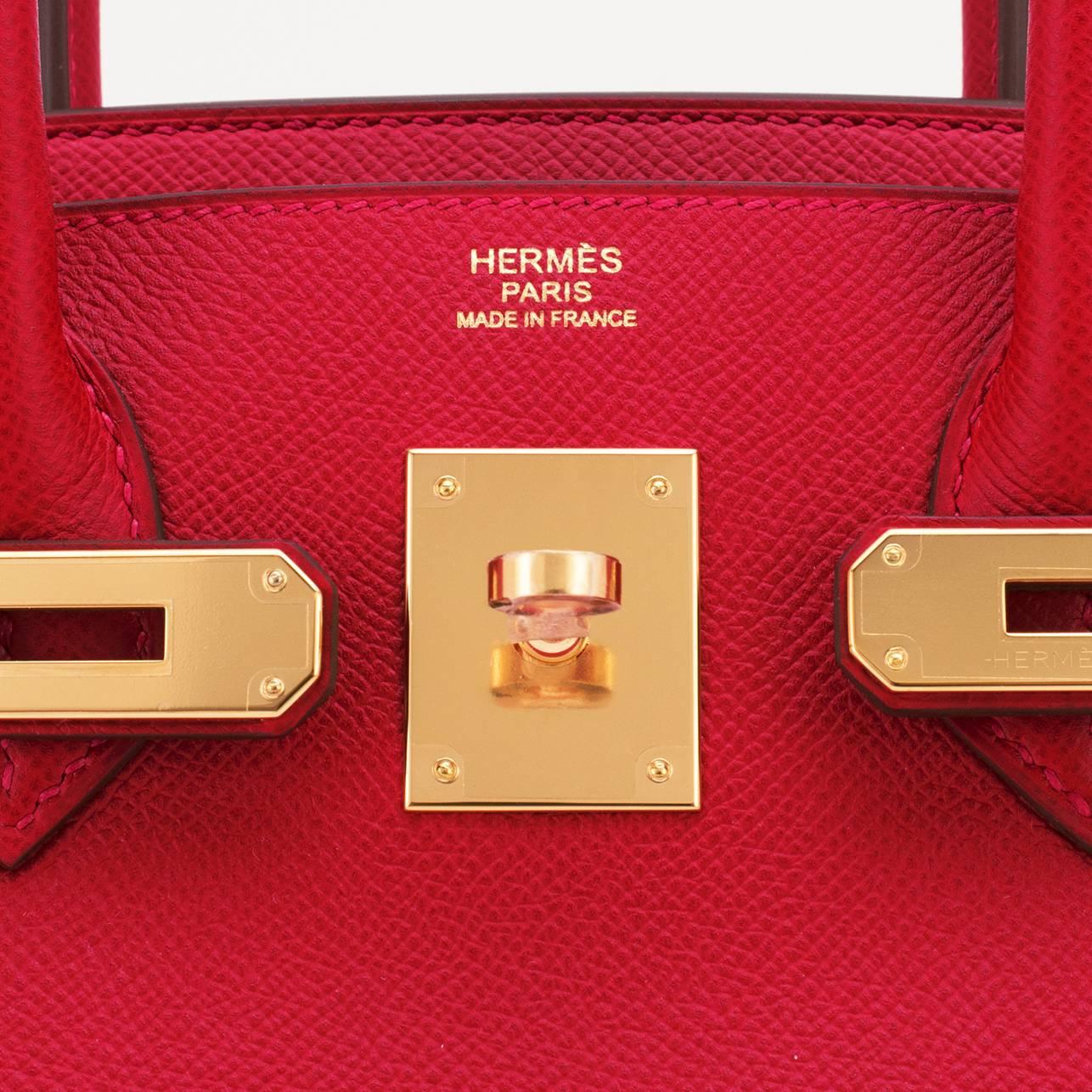 Hermes Birkin 30cm Rouge Casaque Birkin Red Epsom Gold Hardware C Stamp, 2018 6