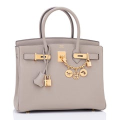 Hermes Birkin 30cm Gris Asphalte Dove Grey Togo Gold Hardware Bag