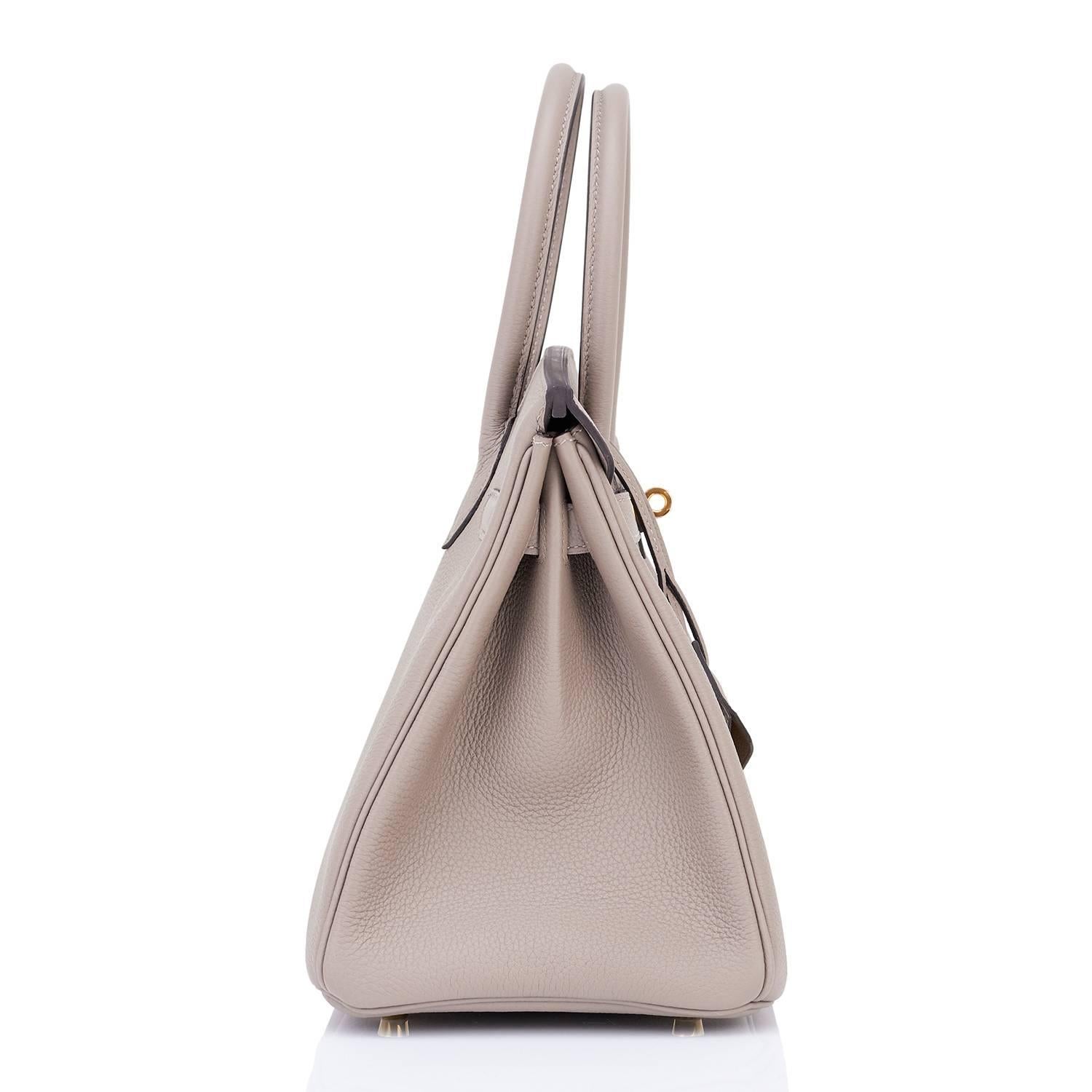 Hermes Birkin 30cm Gris Asphalte Dove Grey Togo Gold Hardware Bag In New Condition In New York, NY
