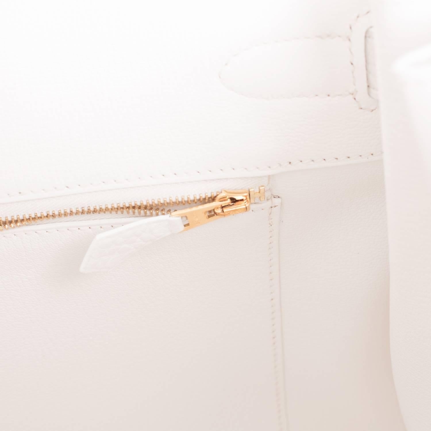 Women's or Men's Hermes Birkin 35cm White Clemence Gold Hardware Bag 