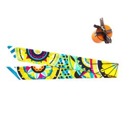 Hermes Geometric Floral Yellow Blue Pink Silk Twilly Scarf