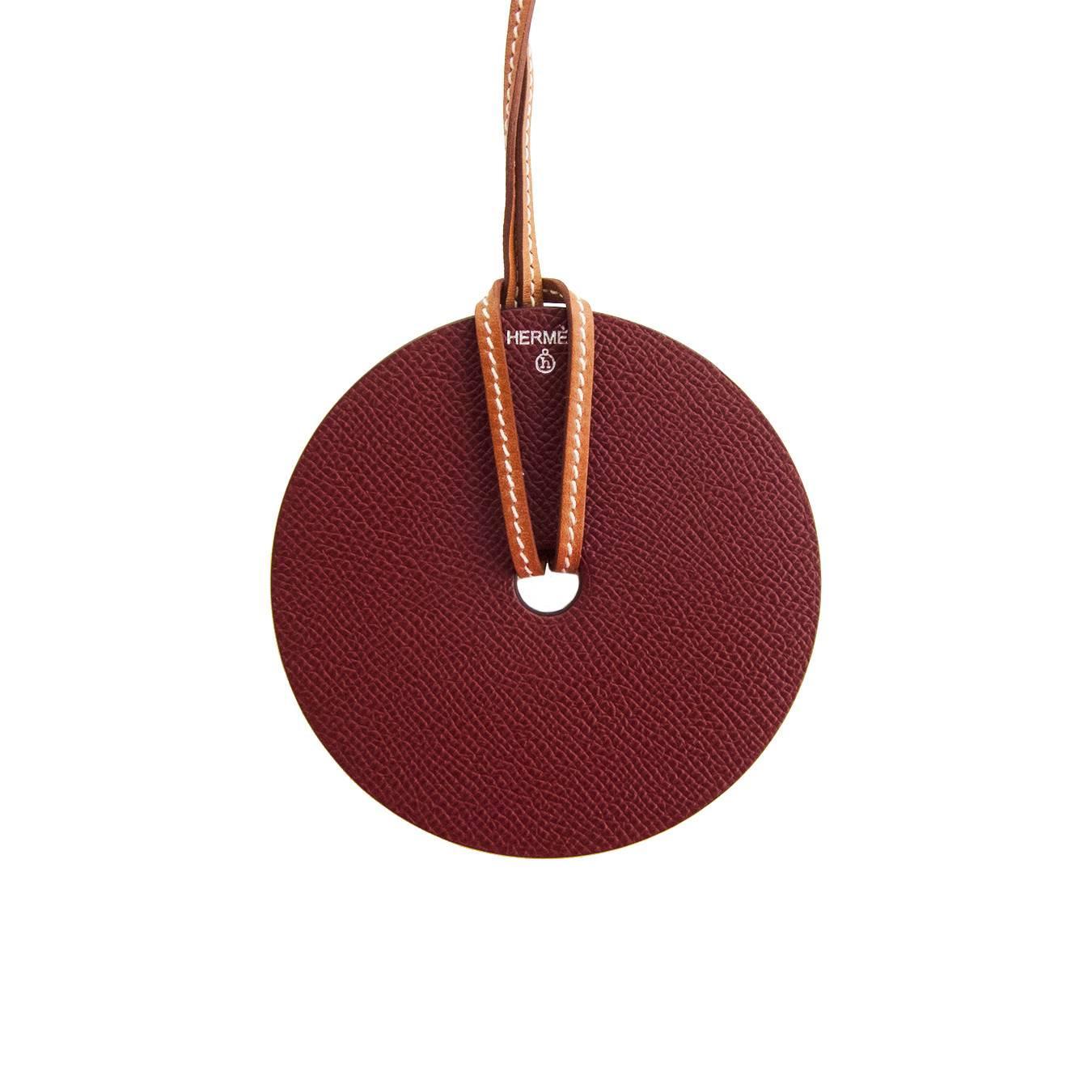 Hermes White Rouge H Reversible Barenia Leather Pendant Necklace ...  