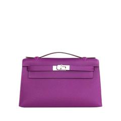 Hermès Anemone Palladium Kelly Pochette Epsom PHW Clutch Cut Bag Love