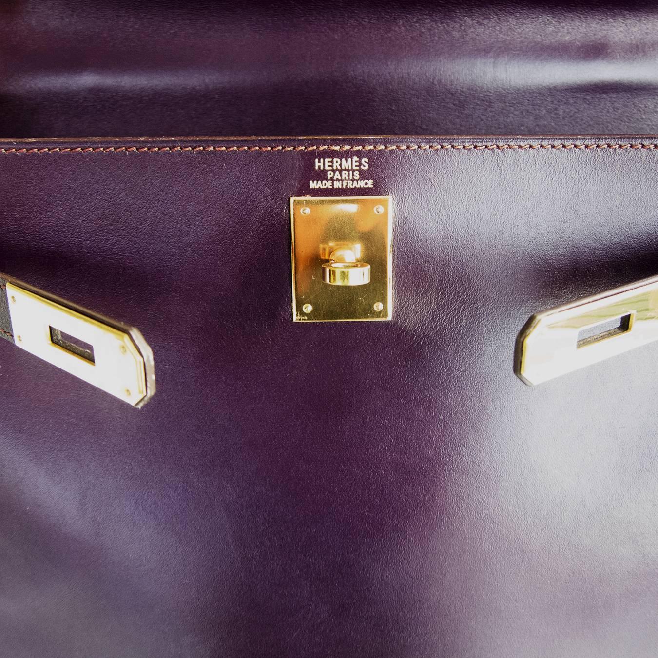 Hermes Raisin Box Kelly Retourne 32cm Gold Hardware GHW Shoulder Bag 1