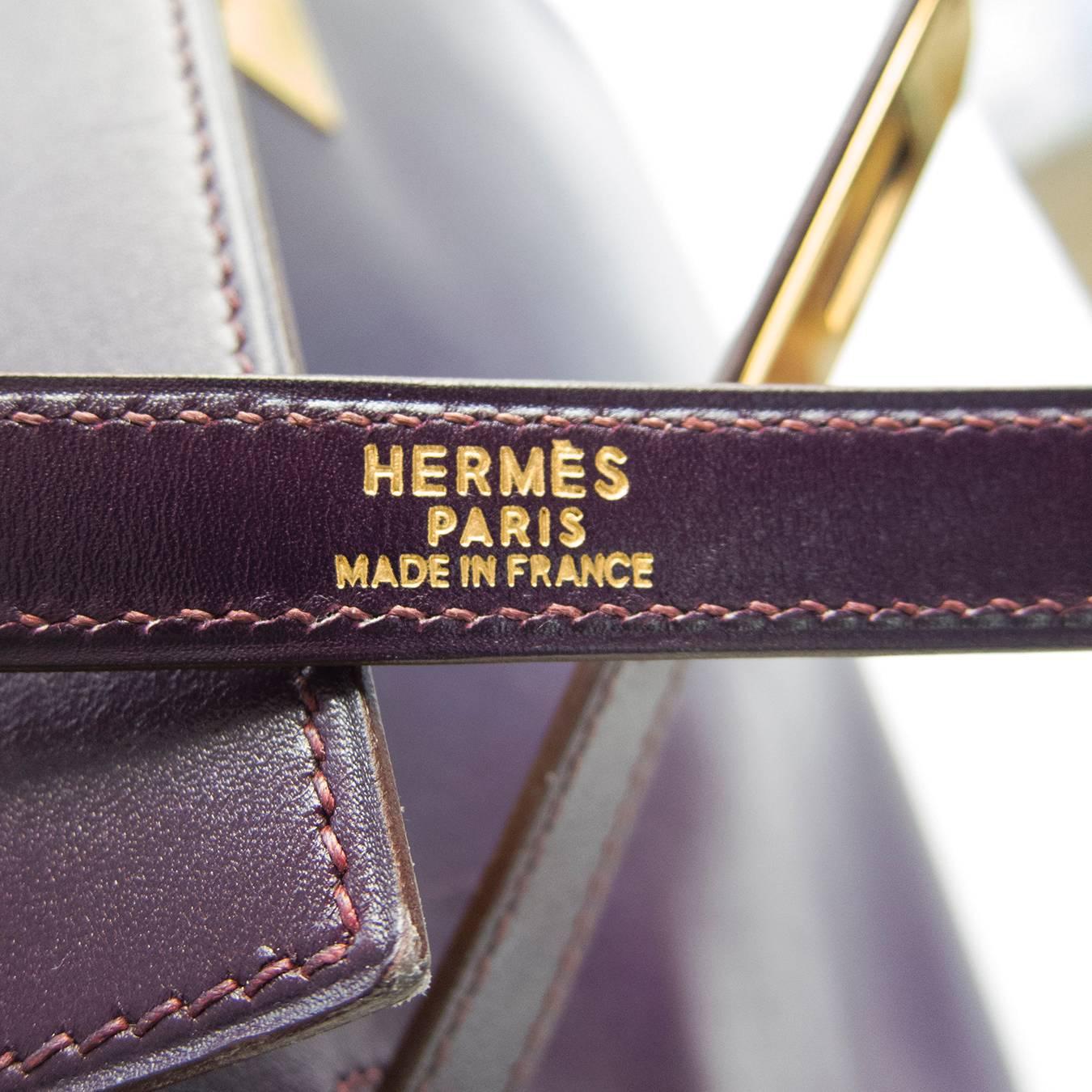 Hermes Raisin Box Kelly Retourne 32cm Gold Hardware GHW Shoulder Bag 2