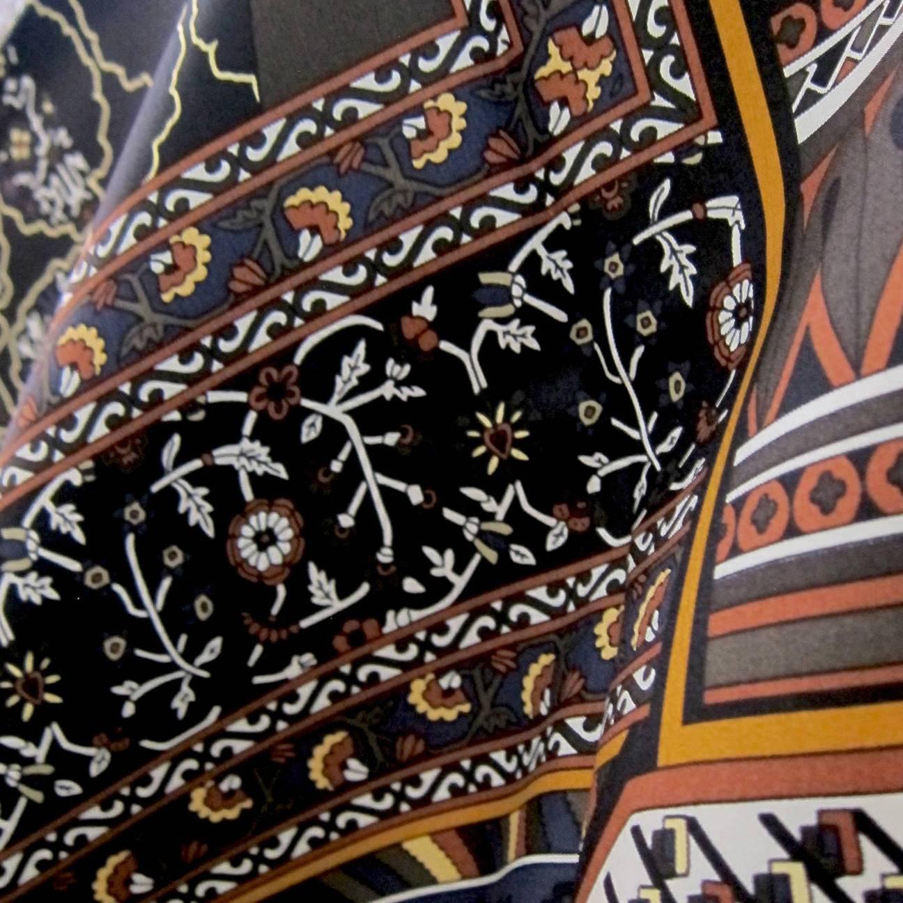 Hermes Tapis Persans Giant Silk GM Neutral Shawl Scarf 140cm Grail 1