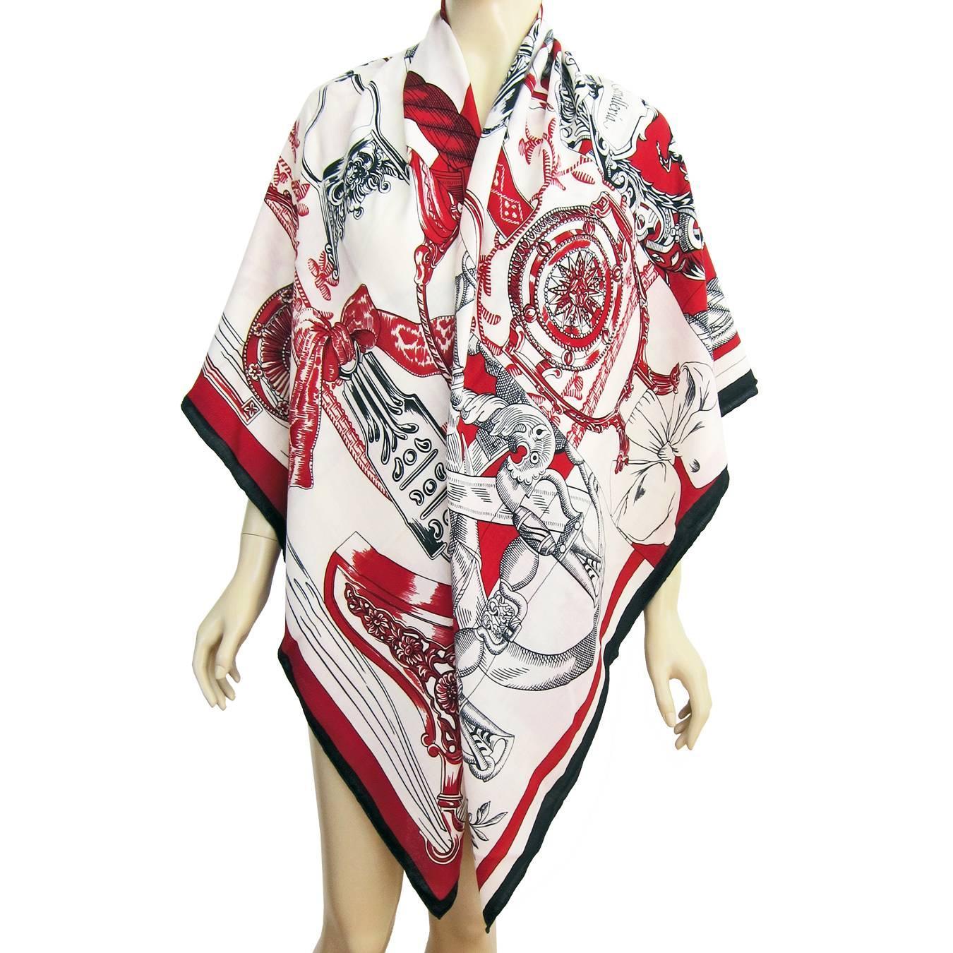 Hermes Cavalleria D\u0026#39;Etriers Cashmere Silk Shawl GM 140cm Gorgeous ...  
