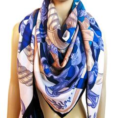 Hermes Della Cavalleria Cashmere Silk Shawl Scarf GM