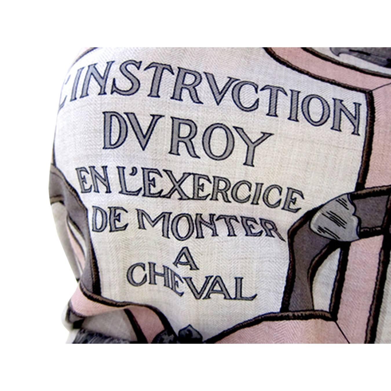Hermes L'Instruction du Roy Cashmere Silk Shawl Scarf 140cm Collectors' Must 1