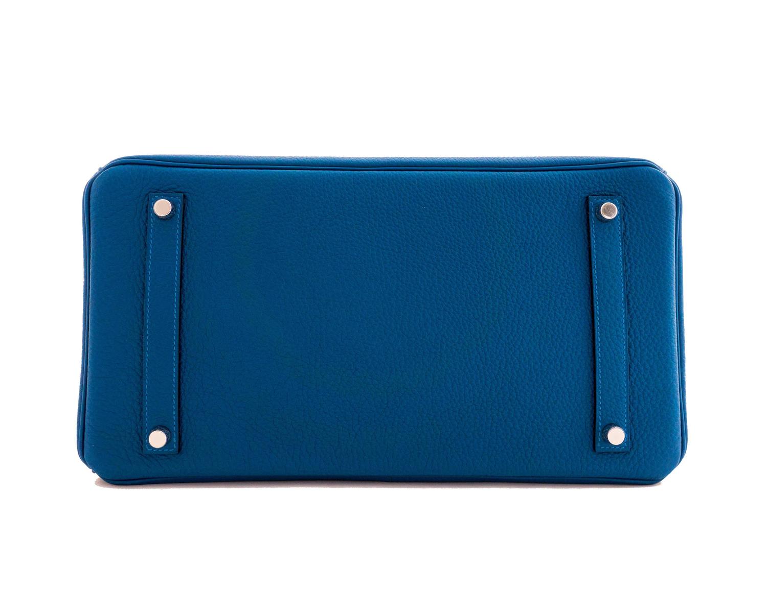 Hermes Blue de Galice Togo 35cm Birkin Bag Palladium Fabulous at ...  