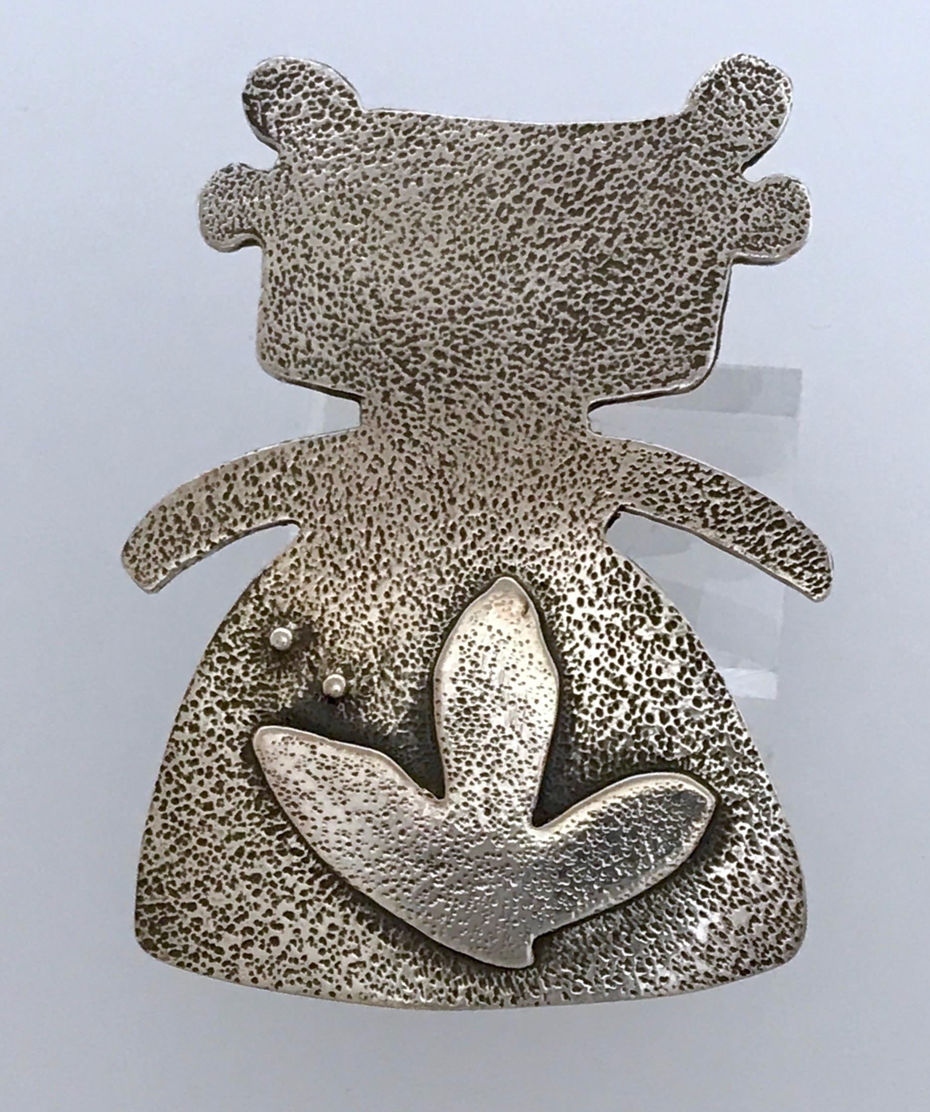 Contemporary Morning Walker, by Melanie Yazzie, cast, silver pendant, Navajo, Hopi Girl  For Sale