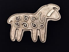 Curly Sheep, Sterling silver pin pendant Melanie Yazzie Navajo, Native American