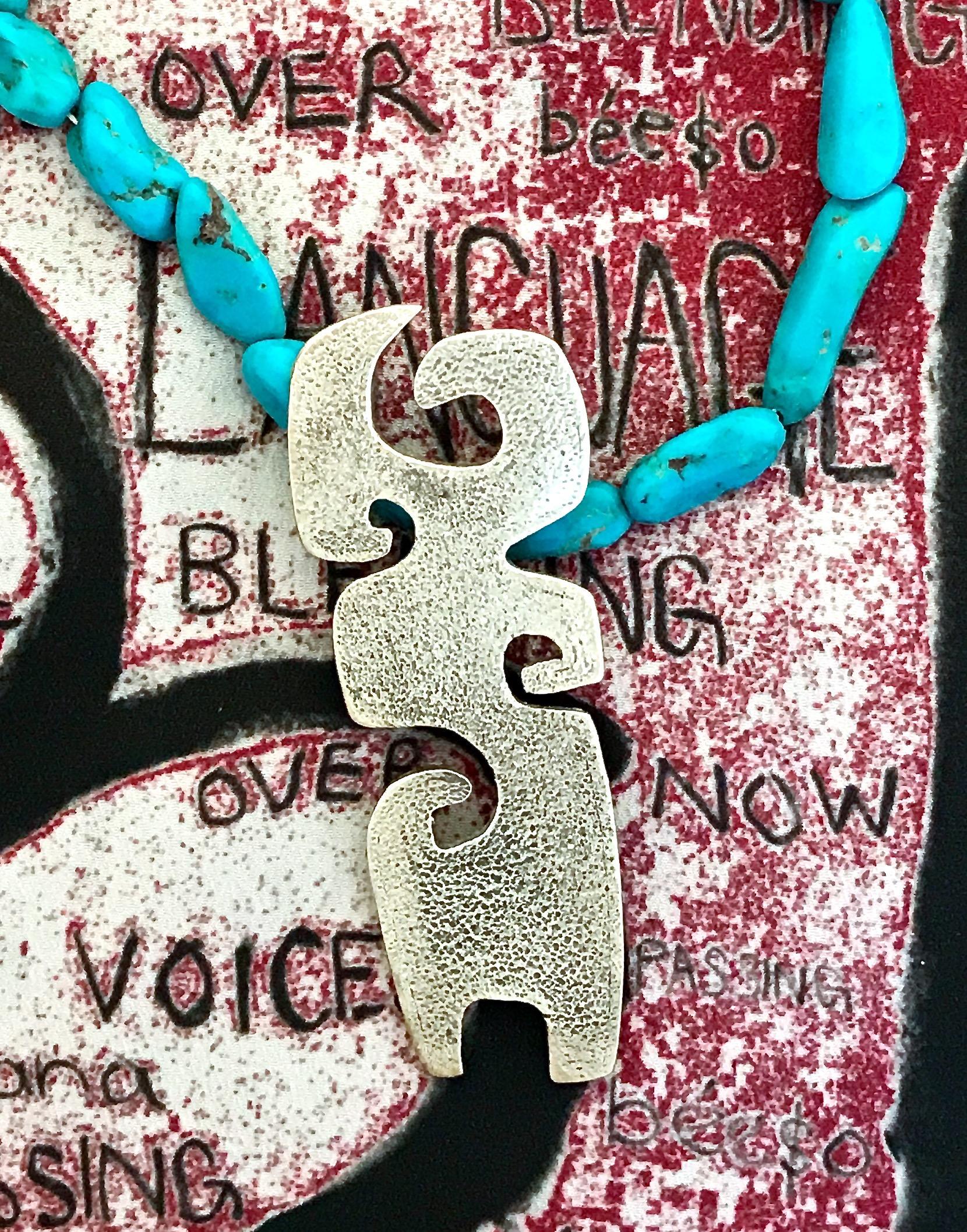 Contemporary Grandmother, Silver pendant enhancer by contemporary Navajo artist Melanie Yazzie For Sale