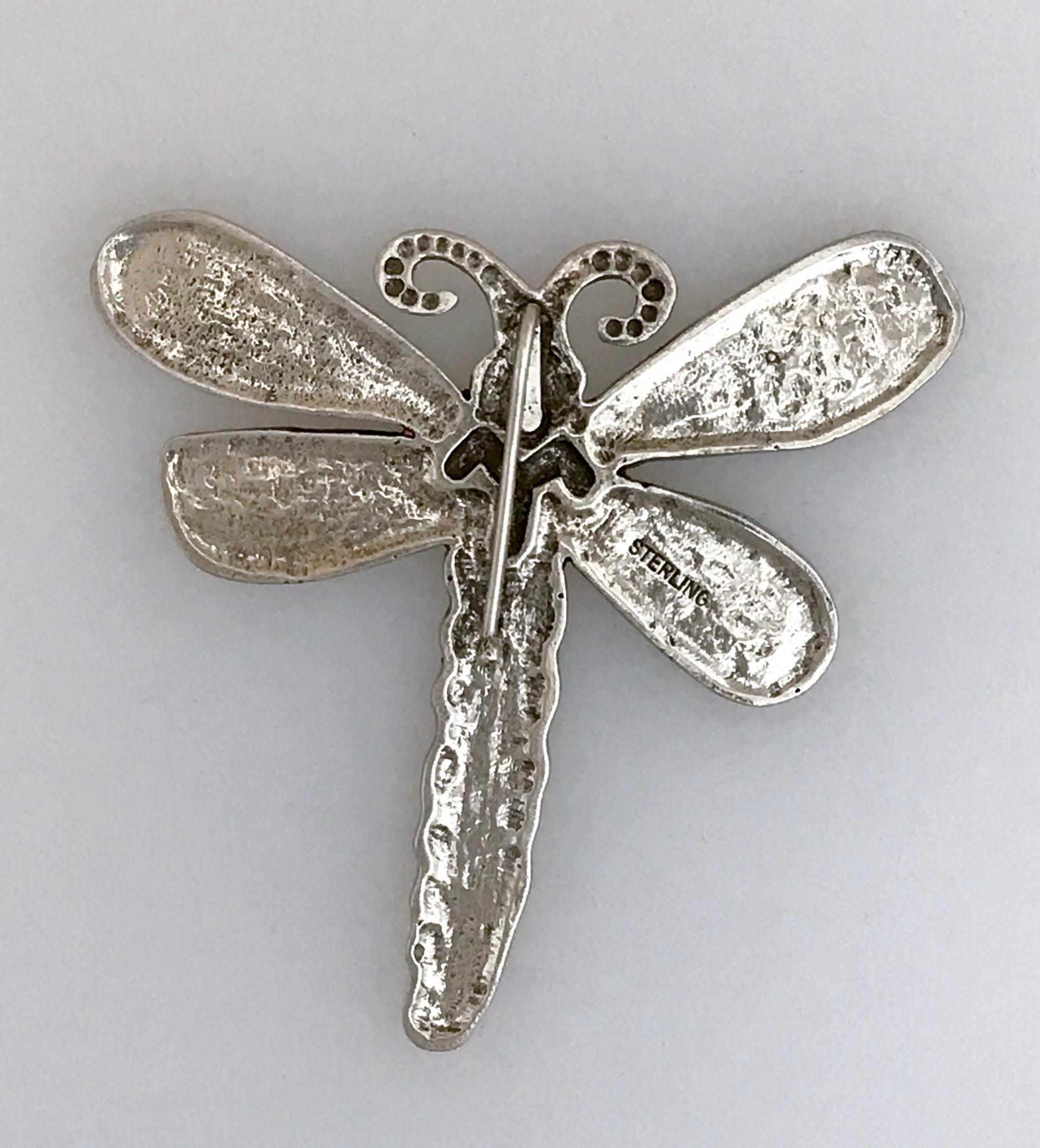 Embrace Water, Dragonfly pendant enhancer, Melanie Yazzie designs, silver Navajo In New Condition For Sale In Santa Fe, NM