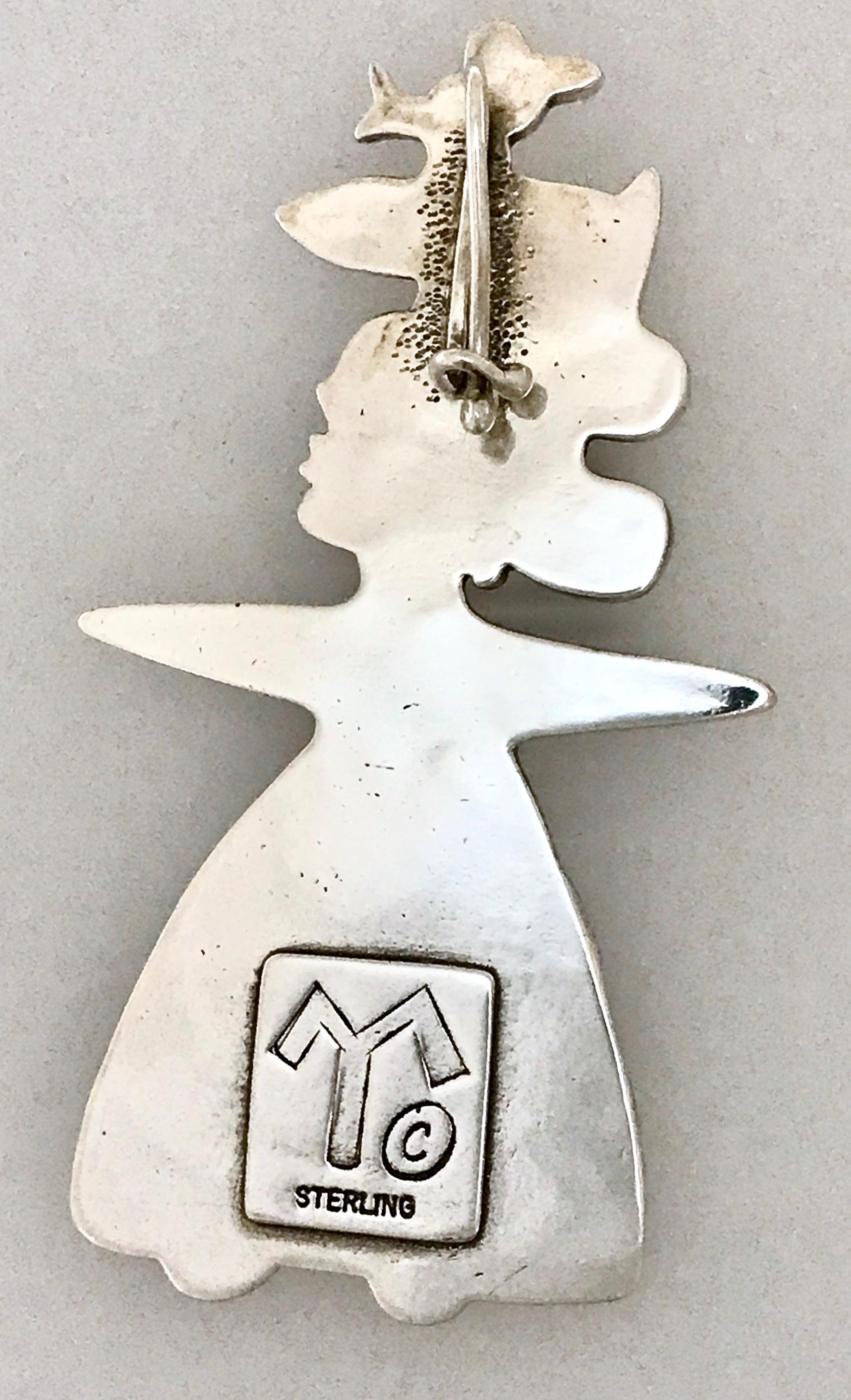 She Sings, pendant enhancer, Melanie Yazzie designs silver Navajo bird fish lady In New Condition For Sale In Santa Fe, NM