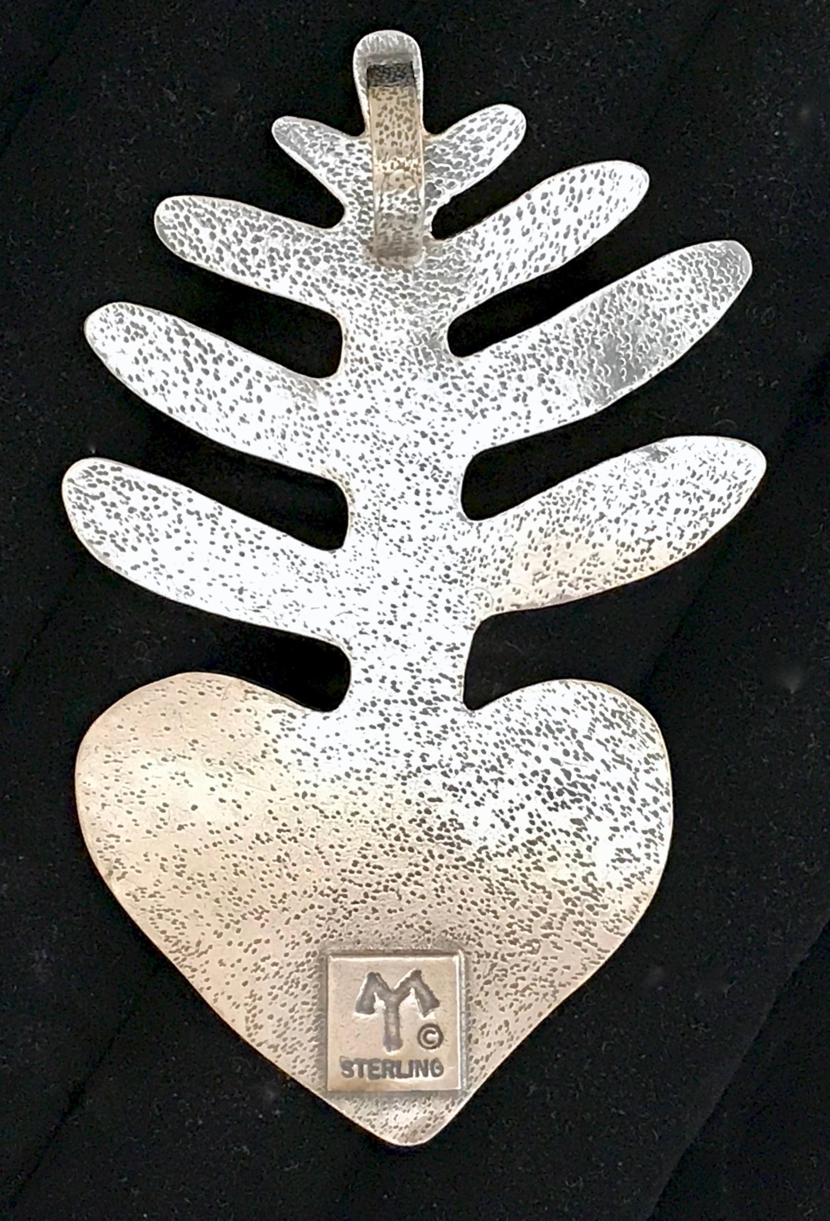 Women's or Men's Heart Plant, large pendant sterling silver designs by Melanie Yazzie Navajo  For Sale