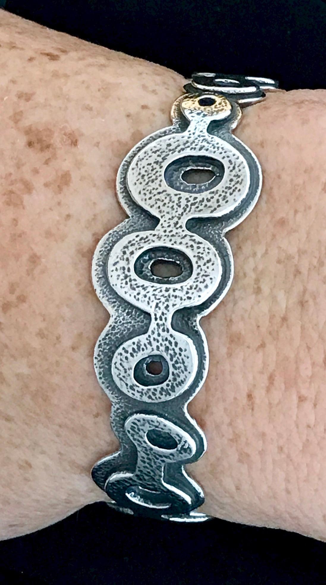 Contemporary Spirit Pond, cast silver bracelet Melanie Yazzie Navajo water designs