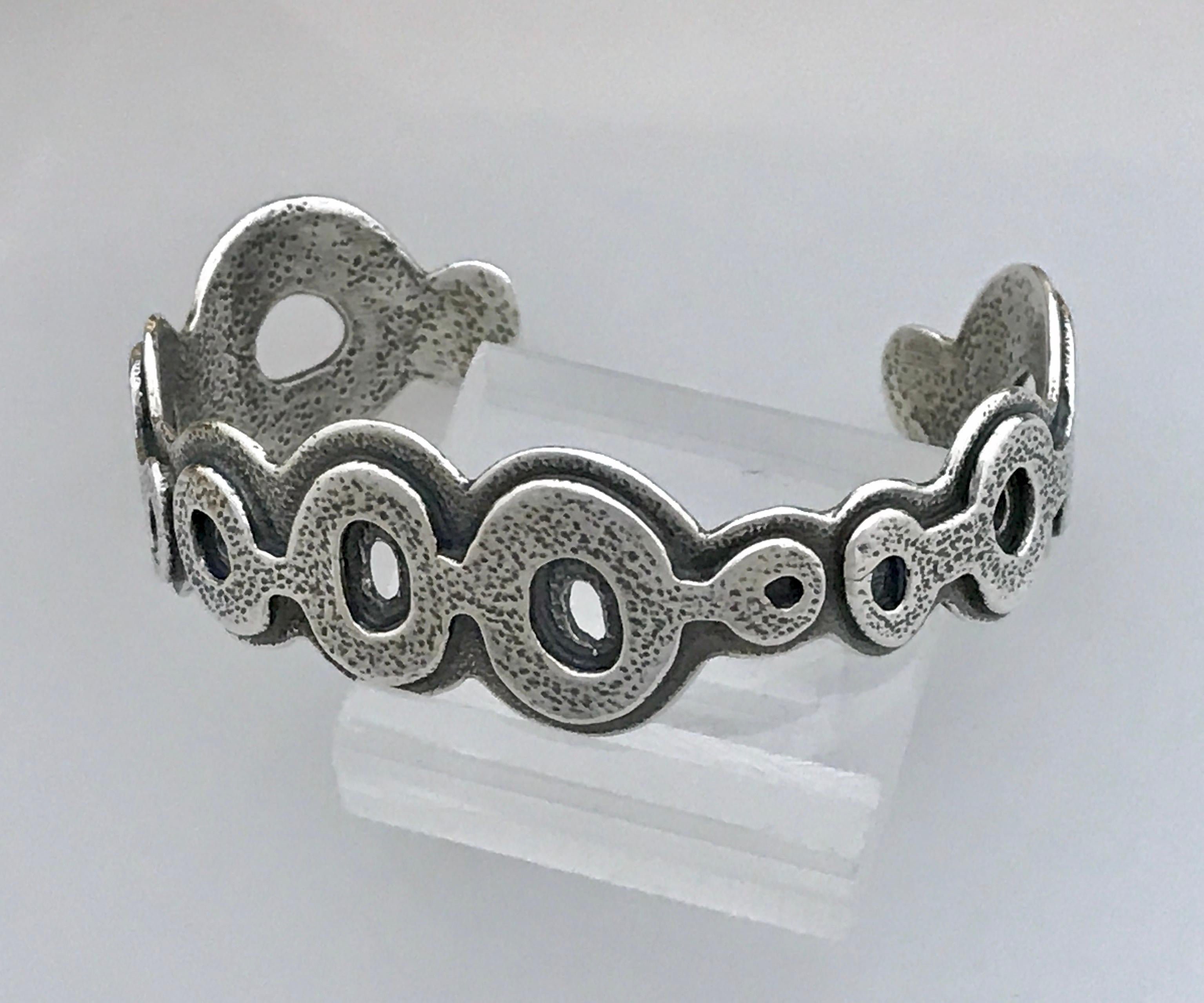 Spirit Pond, cast silver bracelet Melanie Yazzie Navajo water designs 3