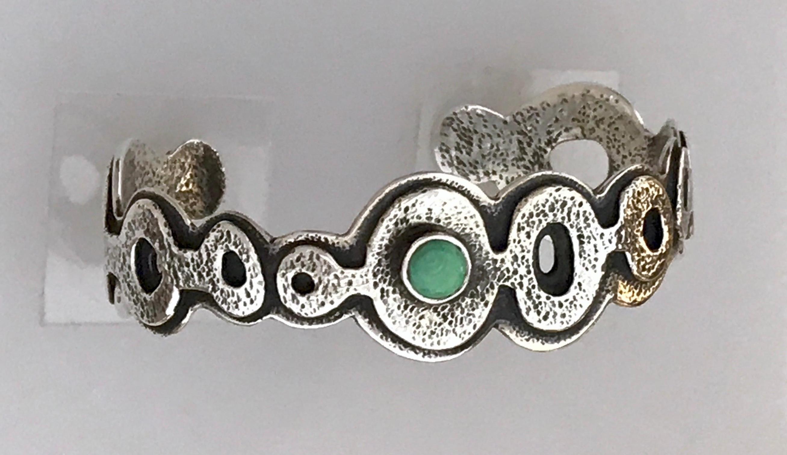 Contemporary Spirit Pond bracelet Persian Turquoise Melanie Yazzie Silver Navajo cast silver For Sale