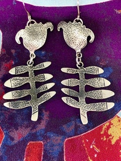 Flowers, Melanie Yazzie, cast, silver, dangle, earrings, Navajo, new, flowers