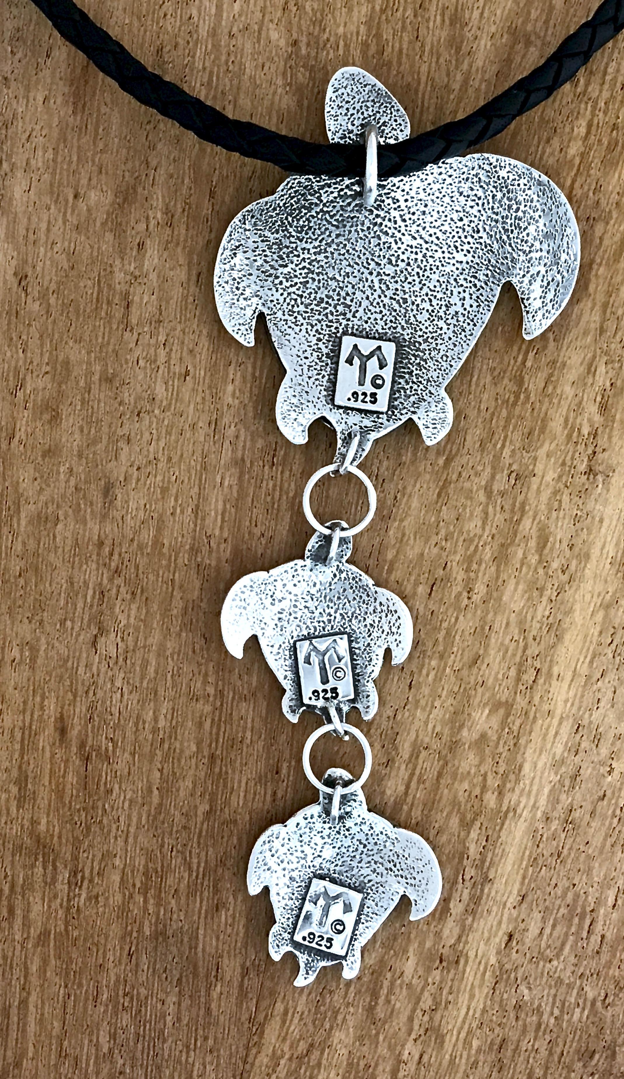 Turtle drop pendant, cast, sterling silver, Melanie Yazzie, new, Navajo, design For Sale 1