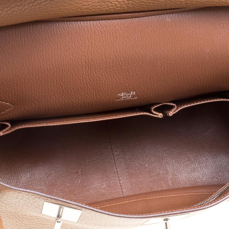 Hermes Gold Clemence Leather Jypsiere 34 Bag In Good Condition In Dubai, Al Qouz 2