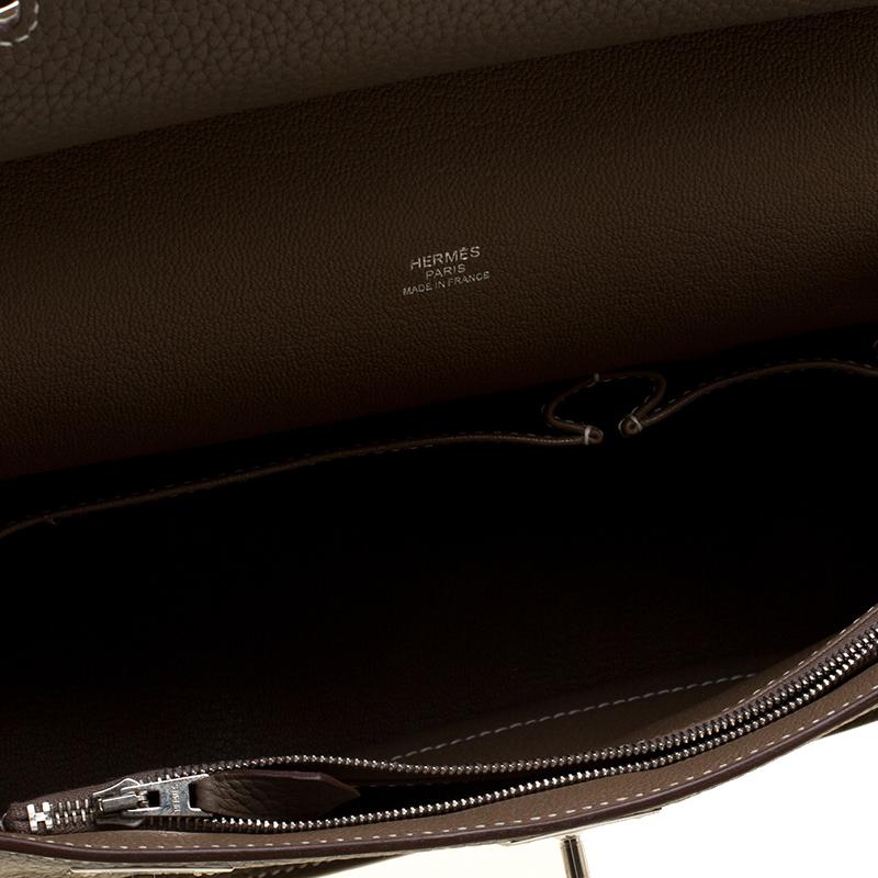 Hermes Etain Taurillon Clemence Leather Jypsiere 28 Bag In Good Condition In Dubai, Al Qouz 2