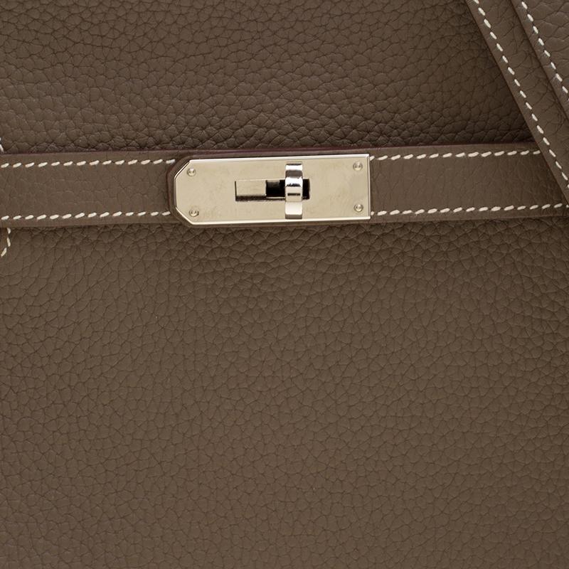 Hermes Etain Taurillon Clemence Leather Jypsiere 28 Bag 2