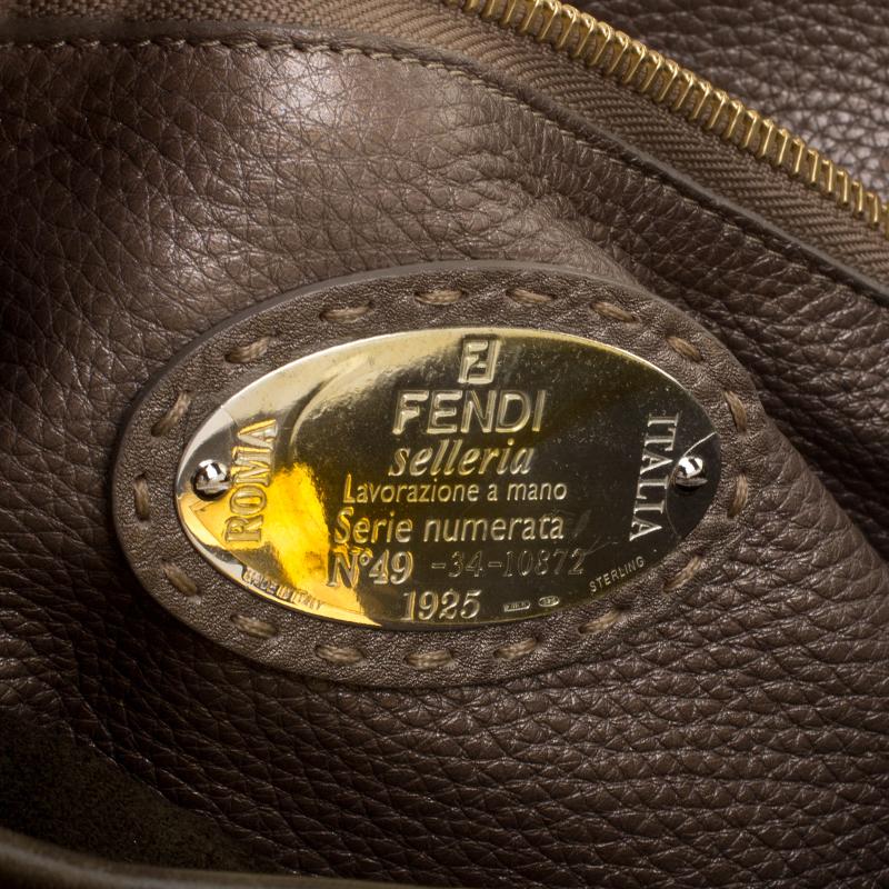 Fendi Fatigue Green Selleria Leather Large Peekaboo Top Handle Bag 1
